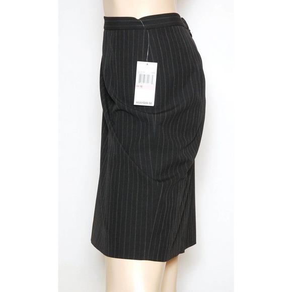 Michael Kors A-Line Above Knee Skirt Stertch Poly Blend Black/Stripe 8/10/14 $99 - Picture 3 of 5
